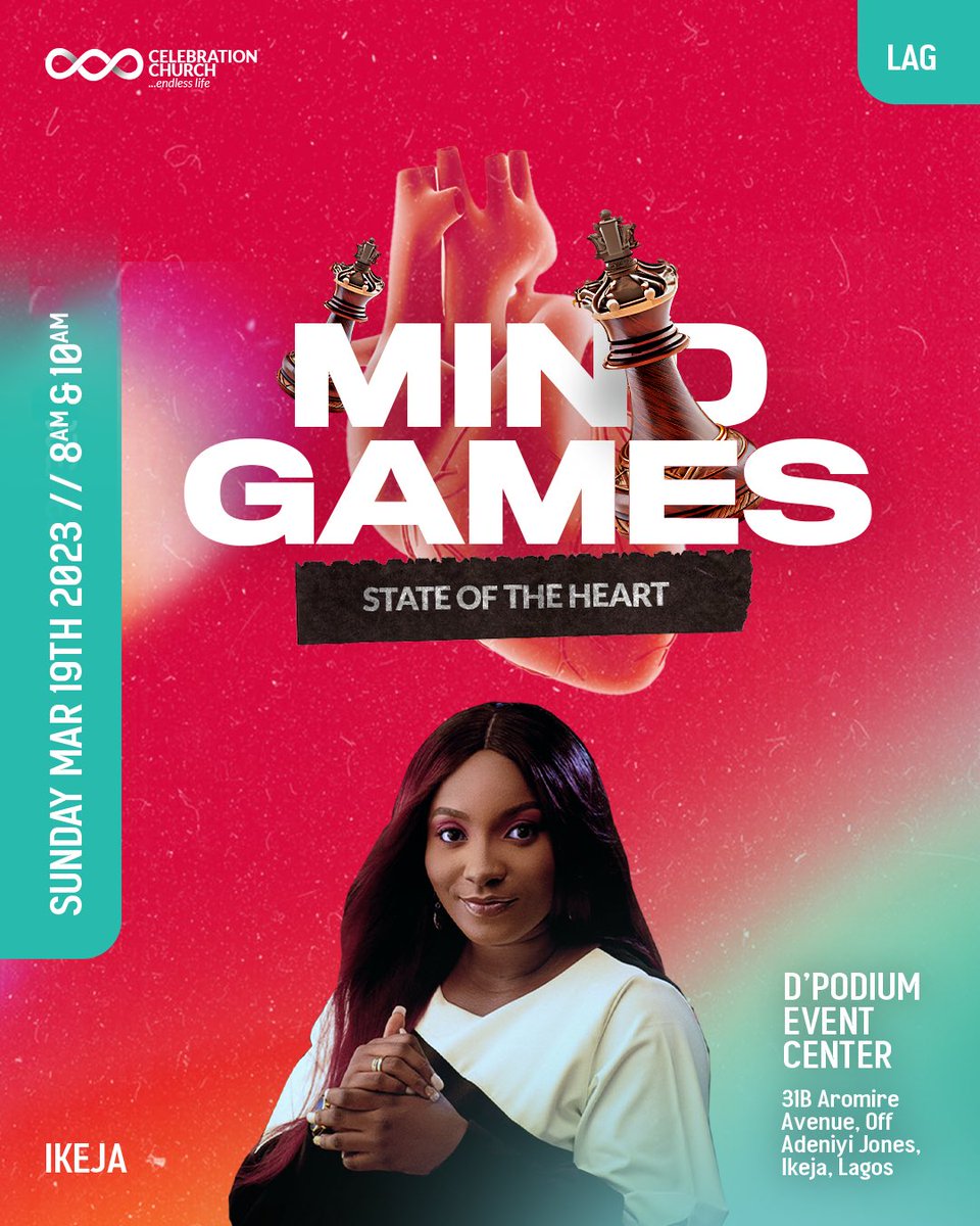 cci_ikeja's tweet photo. We live in a world with so many contradictions that puts one's mind in a state of constant doubt and unbelief.
Join us this Sunday as we examine 'Mind Games: State of The Heart'.
Don't miss this service for anything! Invite a friend too🤗
#MindGames #Solidroots #Solidfruits https://t.co/kr6QDCi8EP