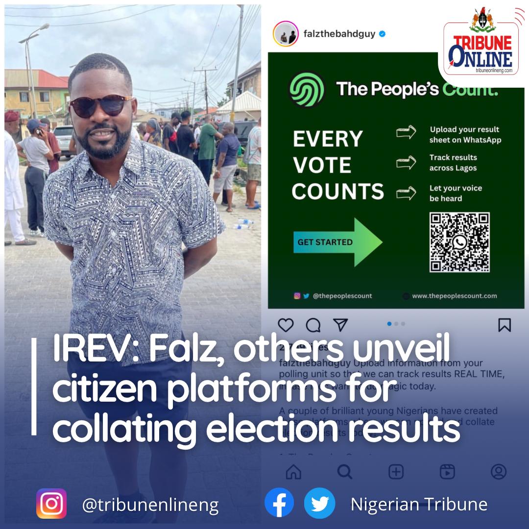 nigeriantribune's tweet photo. IREV: Falz, Others Unveil Citizen Platforms For Collating Election Results
——
Nigerian award-winning musician and actor, Folarin Falana popularly known as Falz has suggested some platforms for Nigerians to upload and collate results and happenings of their various polling units. https://t.co/JIaFsC89yk