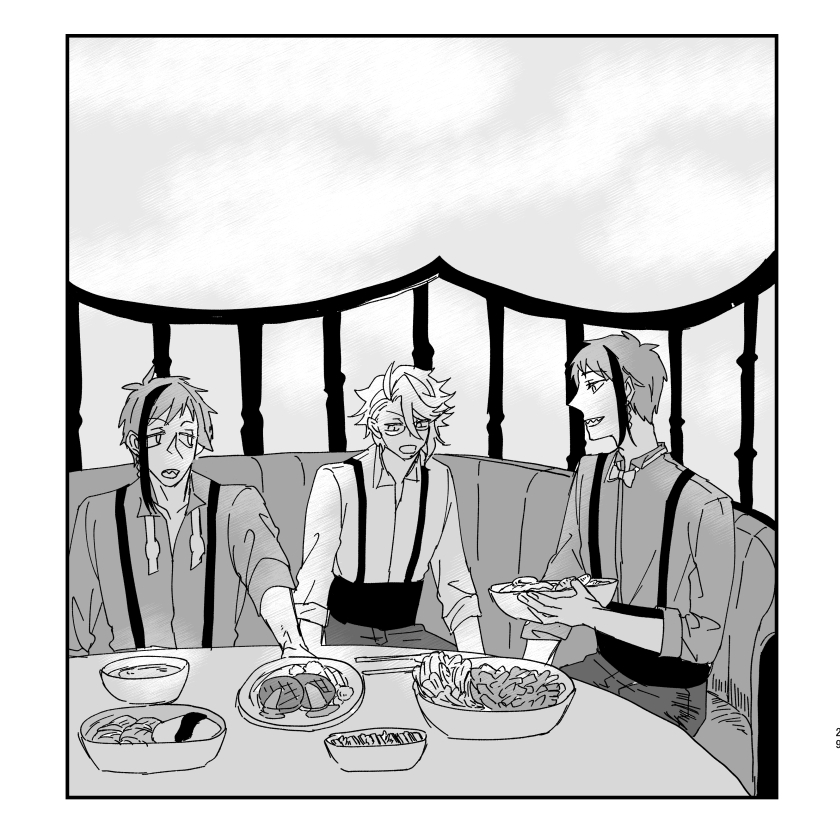 嬉しかったので感想いただいたイドアズ本の中身ちょろっと。
モストロの〆の後三人でまかない食べながら今日の総括とか話してて欲しい～ 