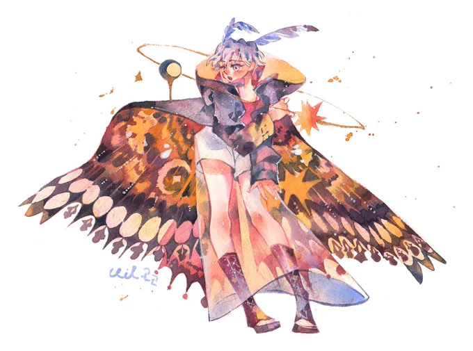 [ZINE PREVIEW 7] Botanical &amp; Fiery wings These paintings will be available in my new zine "In silence" now open for pre-order on Etsy until April 10  SHOP  #originalcharacter #illustration #originalzine 