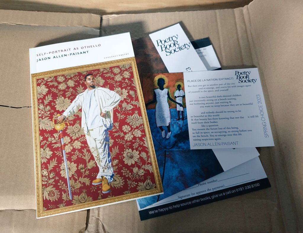 mister__roy's tweet image. Mail Call! @PoetryBookSoc Spring #bookbox with @jallenpaisant &apos;Self-Portrait as Othello&apos; - today&apos;s reading sorted  #pbsparcelpics