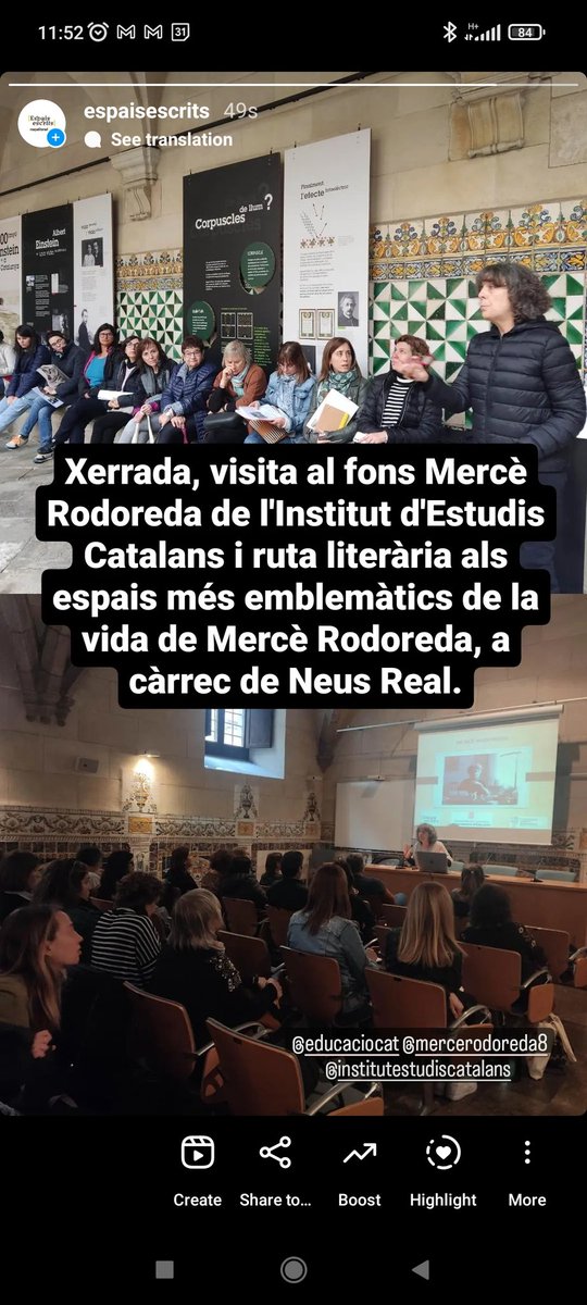 espaisescrits's tweet photo. Xerrada, visita al fons Mercè Rodoreda de l'@iec i ruta literària als espais més emblemàtics de la vida de Mercè Rodoreda, a càrrec de Neus Real.
Una formació per a docents. 

Quin plaer visitar el fons i compartir coneixements i passió per Rodoreda

@educaciocat @RodoredaMerce https://t.co/M07rYZt4dA