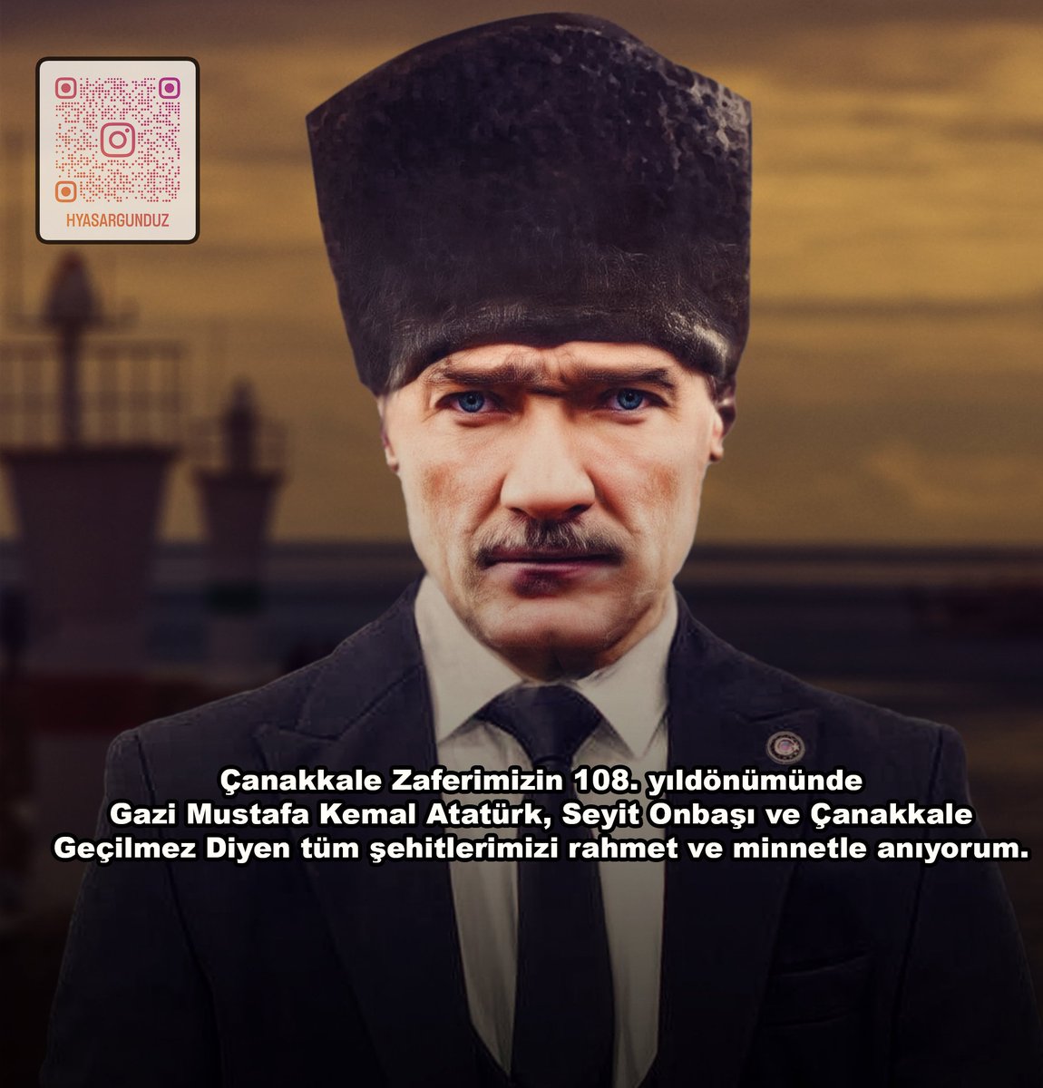 Çanakkale Zaferi’nin 108. yılında, başta Ulu Önder Mustafa Kemal Atatürk olmak üzere, tüm kahramanlarımızı saygı ve minnetle anıyorum.