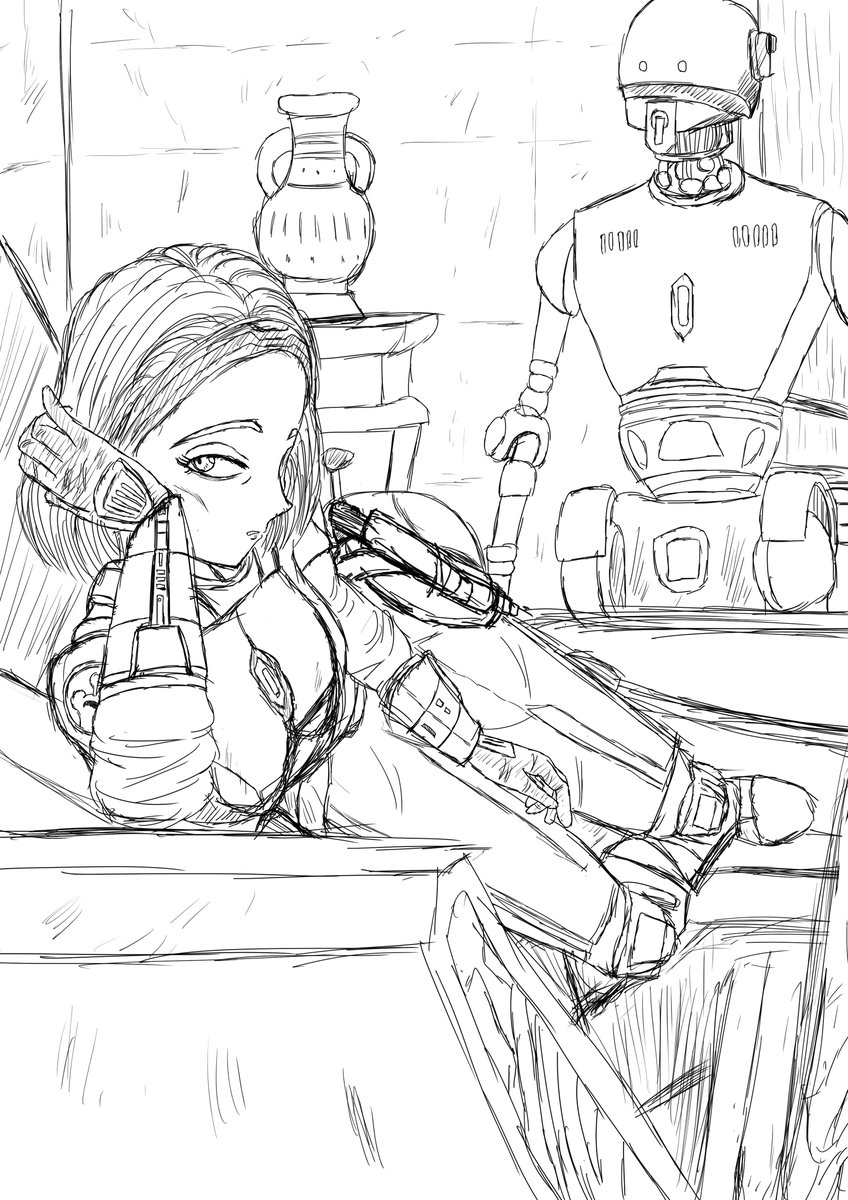 #wip 
相変わらずマンダロリアンが面白すぎるので、
漫画を進めるつもりがイラストを描き始めてしまった😌 