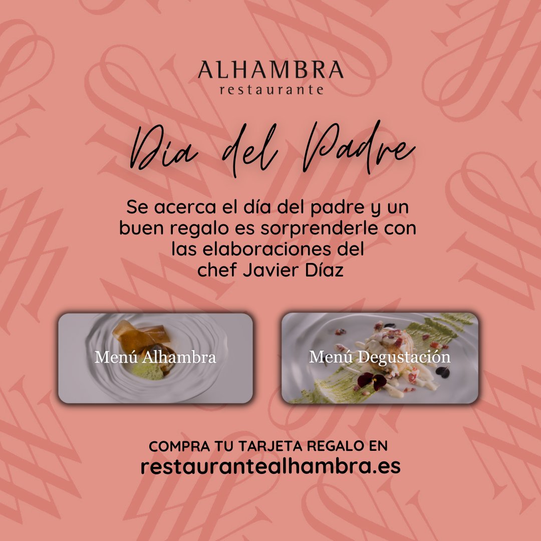 Se acerca el Día del Padre y qué mejor que regalarle una experiencia gastronómica con las elaboraciones de Javier Díaz y toda la atención del equipo Alhambra

i.mtr.cool/kwrkwxsfxk