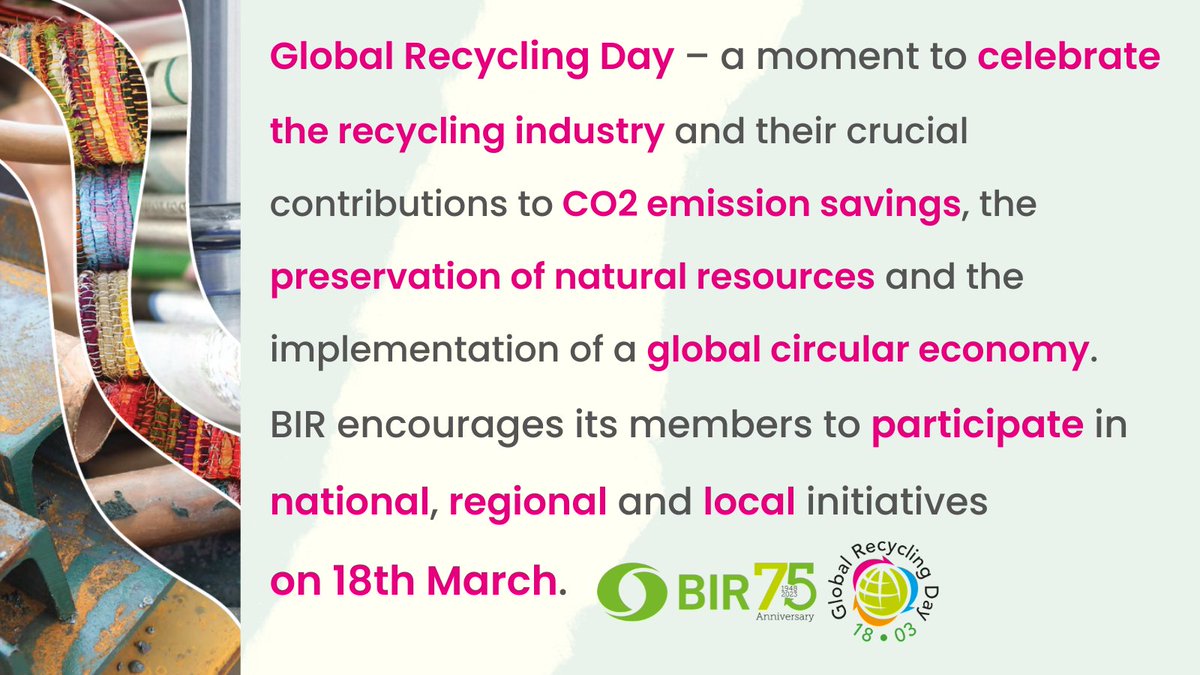 ♻️ It's Global Recycling Day! Today we celebrate the #vitalrole of #recycling for preserving #primaryresources, lowering global carbon emissions and securing the future of our planet. Let's make every day #globalrecyclingday and commit to a #sustainablefuture. ♻️🌍