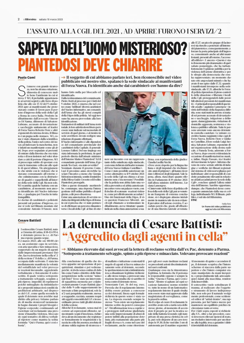 vincenzodinanna's tweet photo. La scomoda e inesorabile verità sui fatti del 9 ottobre, seconda puntata.  @ilriformista unico quotidiano che ha curato un critico e serio approfondimento su quanto accaduto, pubblica anche oggi i filmati ripresi dalle telecamere interne della #CgilNazionale #Piantedosi #Cgil https://t.co/nXwB01Whdy
