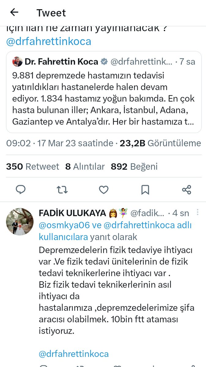 fadikaya43's tweet photo. @FttDernegi @drfahrettinkoca 10 bin ftt alımı istiyoruz @drfahrettinkoca https://t.co/nEhwrKNb3d