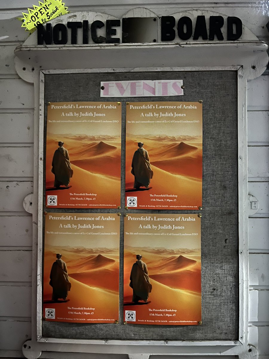 Thoroughly absorbing talk by <a href="/JellyJudith/">Judith Jones</a> last night <a href="/The_PBS/">Petersfield Bookshop</a> about Petersfield’s Lawrence of Arabia, Gerard Leachman