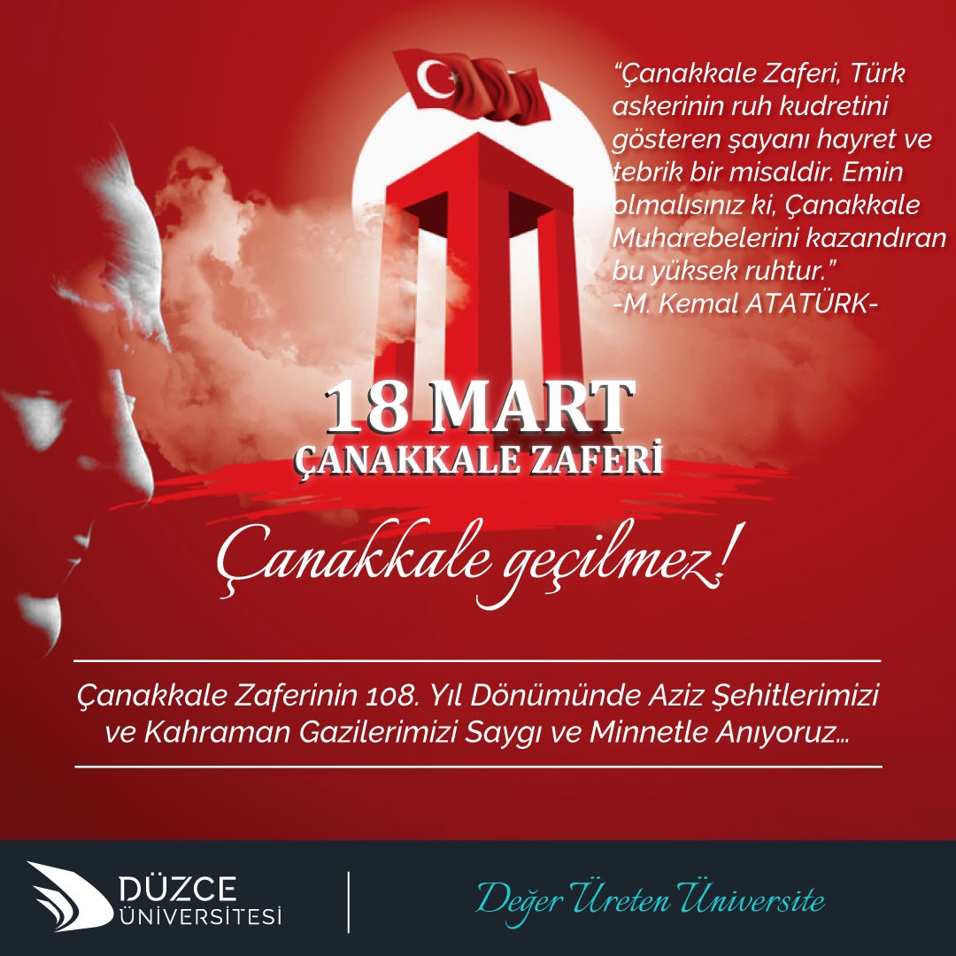#ÇanakkaleGeçilmez

Çanakkale Zaferi'nin 108. yıl dönümünde Gazi Mustafa Kemal ATATÜRK başta olmak üzere, Aziz Şehitlerimizi ve Kahraman Gazilerimizi saygı ve minnetle anıyoruz.