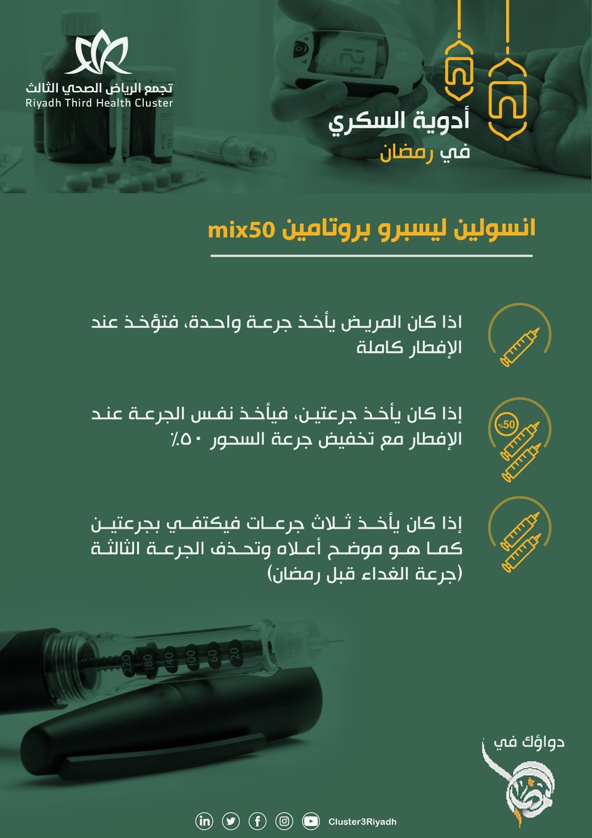 Cluster3Riyadh's tweet photo. أدوية #السكري 
في #رمضان

#دواؤك_في_رمضان 🌙 

#تجمع_الرياض_الصحي_الثالث https://t.co/y5evQvTAA6