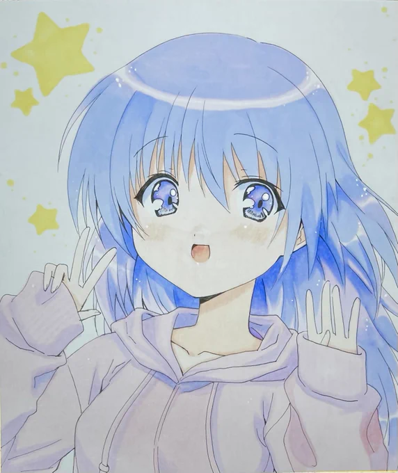 こないだ描いた入江、アナログで色塗ってみました! 