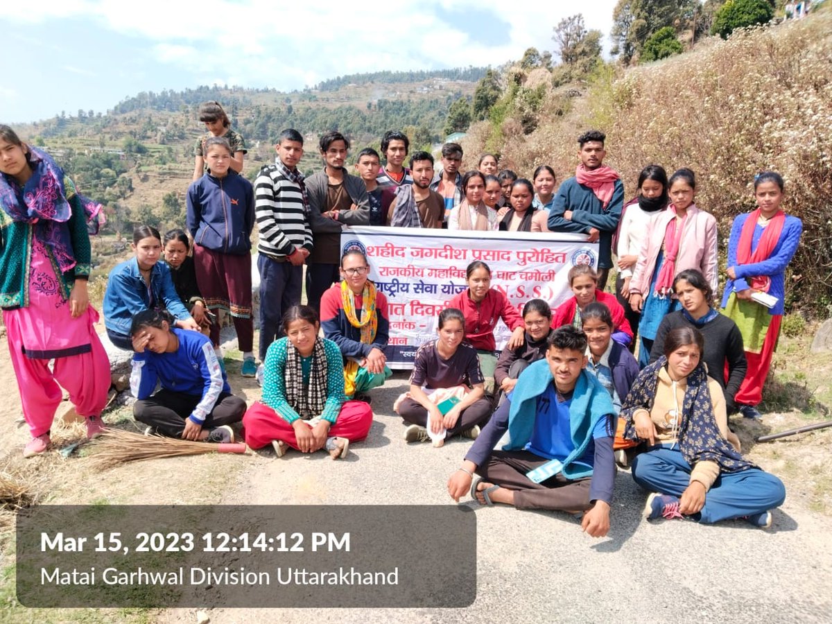 NSSPODKGHT's tweet photo. SJPP GDC Nandanagar Ghat Chamoli successfully completed NSS 7 day special camp at Matai Bairaskund kshetra from 11 to 17th of March 2023. @NSSRDLucknow @NssUttrakhand @IndiaSports @Anurag_Office @nsschamoli @NYKS_RD_Delhi @Nyksindia @ArsdNss https://t.co/L7Ne8BGuM6