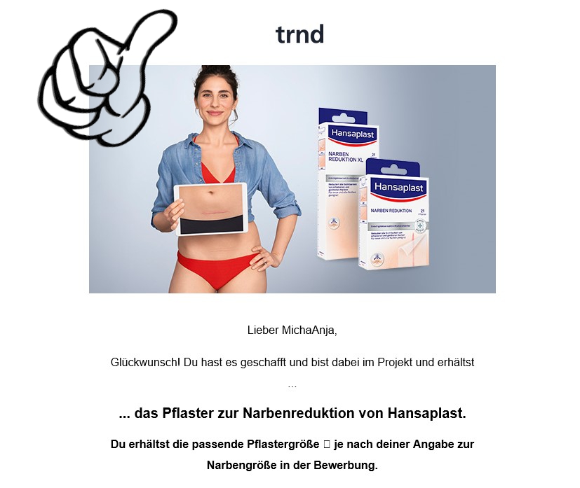 anja_micha's tweet photo. Gestern haben wir die Benachrichtigung erhalten das wir im @HansaplastDE Testteam sind und heute soll das Paket von @trnd schon zugestellt werden.
Mal schauen - wir halten Euch auf dem Laufendem...
#hansaplast #narben #pflaster #trnd #michaanja https://t.co/HJUIU6e9ZE