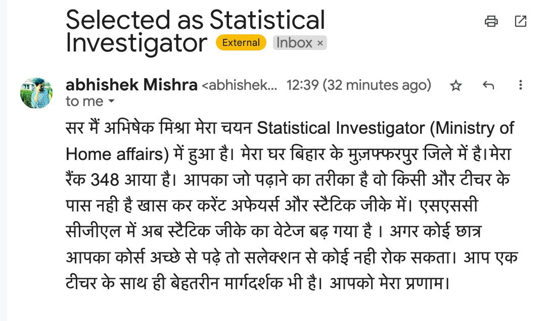 DrGauravGarg4's tweet photo. Well done Abhishek, AIR 348 in SSC CGL 2021. I am happy that you becamse SI in MoHA. May you keep growing, I also know you will write exam again this year, all the best for that. Ek Bihaari Sab Par Bhaari
#SSCCGL #SSCCGL2021 #SSCCGLRESULT https://t.co/4MiUcMQiS2