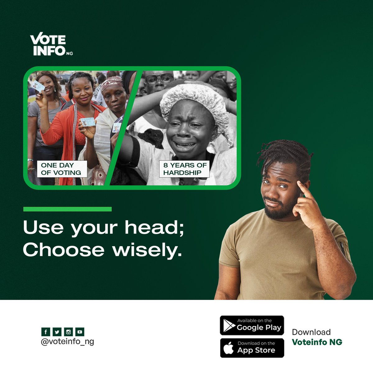 VoteInfo_Ng's tweet photo. "Elections are about the future. And the future is about choices."

#VoteInfoNG #votewisely

Follow @VoteInfo_Ng 
Download VoteInfo NG app via https://t.co/6WuceIh1JM

#Elections2023 Polling Unit #NigeriaDecide2023 Election day #ElectionDay INEC SITUATION REPORT BVAS and IREV https://t.co/N69rQcMIDG