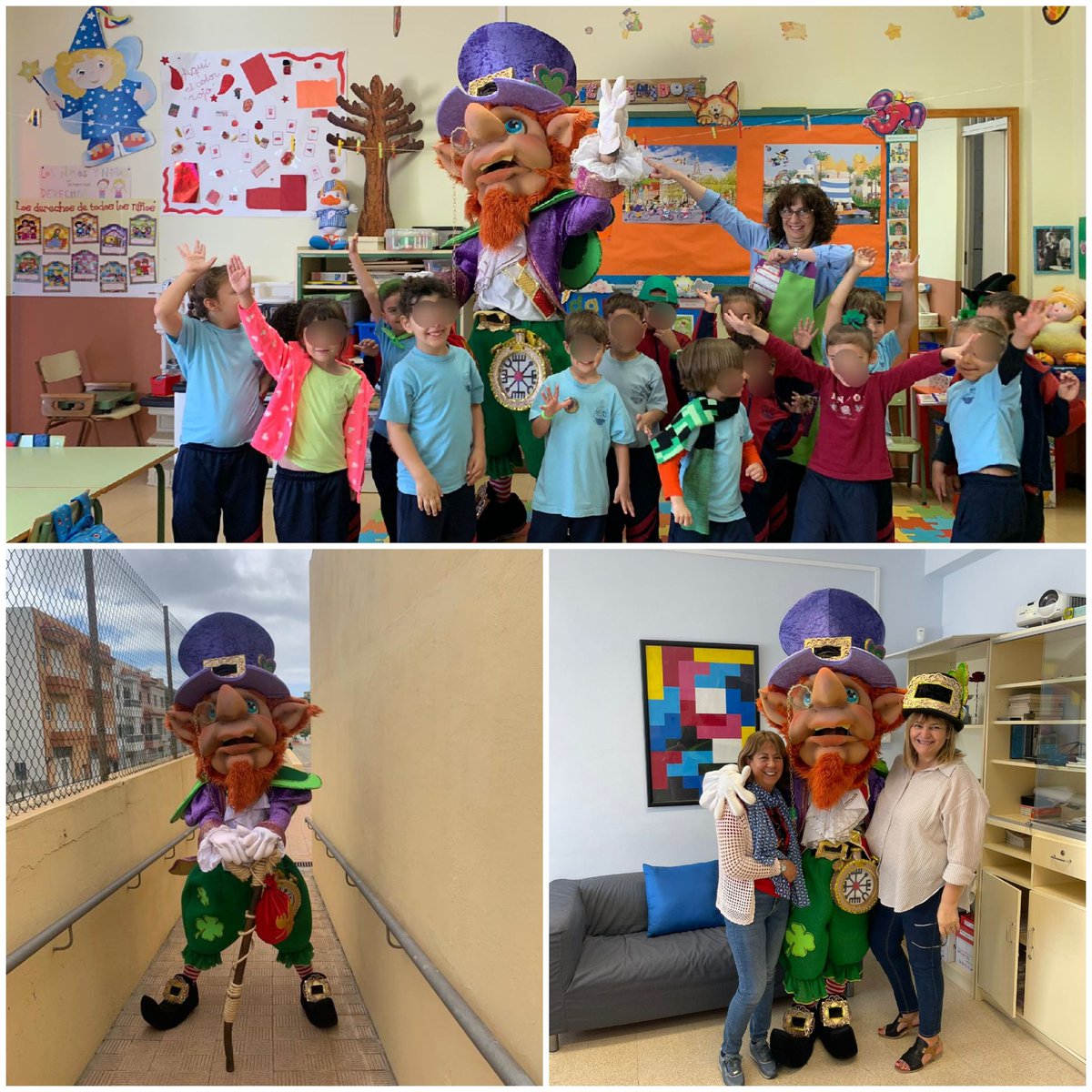 MariaCeip's tweet photo. Gracias a la inestimable ayuda de @MamelucosMurga que tenía contactos en el mismo Dublín, un #Leprechaun entrañable ha visitado nuestro cole, @MariaCeip, repartiendo monedas de chocolate y bailes con nuestros chicos y chicas para celebrar #StPatrickDay https://t.co/C4IHeyKGHK