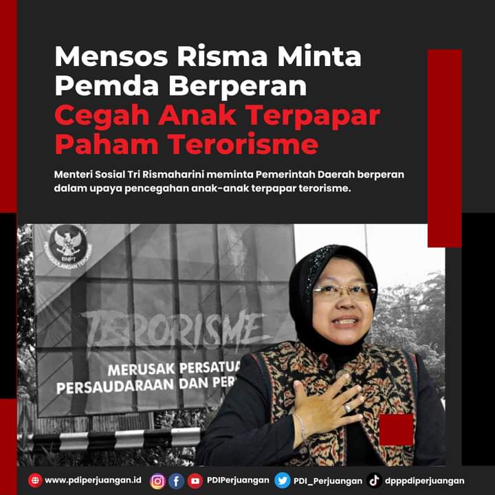 bantengtasik's tweet photo. Mensos Risma Minta Pemda Berperan Cegah Anak Terpapar Paham Terorisme

Menteri Sosial Tri Rismaharini meminta Pemerintah Daerah berperan dalam upaya pencegahan anak-anak terpapar terorisme.
#PDIPerjuangan
#50tahunPDIP
#bangunlahjiwadanbadannya
#SolidBergerak
#bolu 
#ImranKhan https://t.co/Jw1p34Qbj6