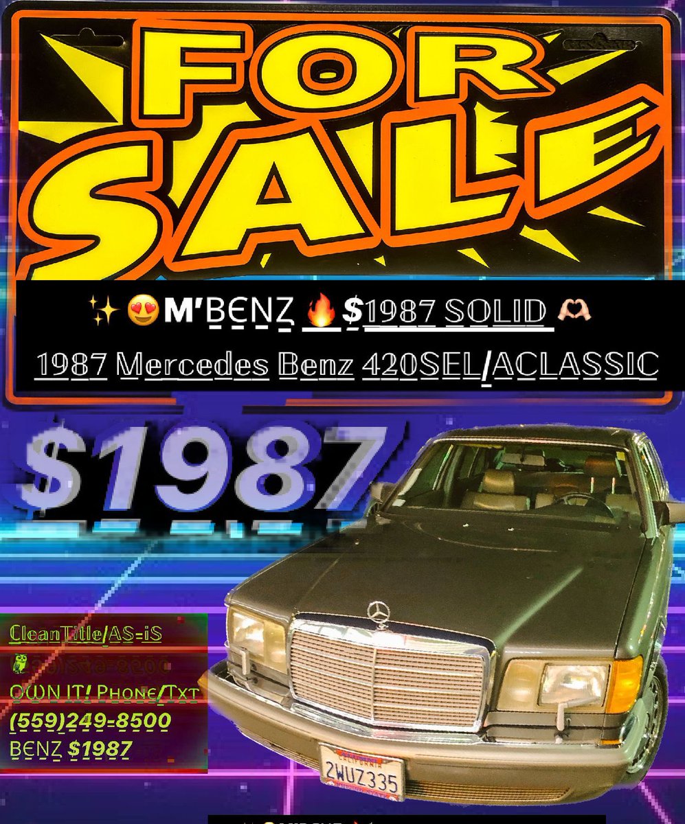 5abibi's tweet photo. Classic Beauty #mustsell call/show 1987 Mercedes Benz 420SEL #ForSale #559 #CentralCA Cash or CashApp #Bringatrailer Clovis Madera Visailia Bakersfield Fresno Metro-Area https://t.co/llPdPjA1WP