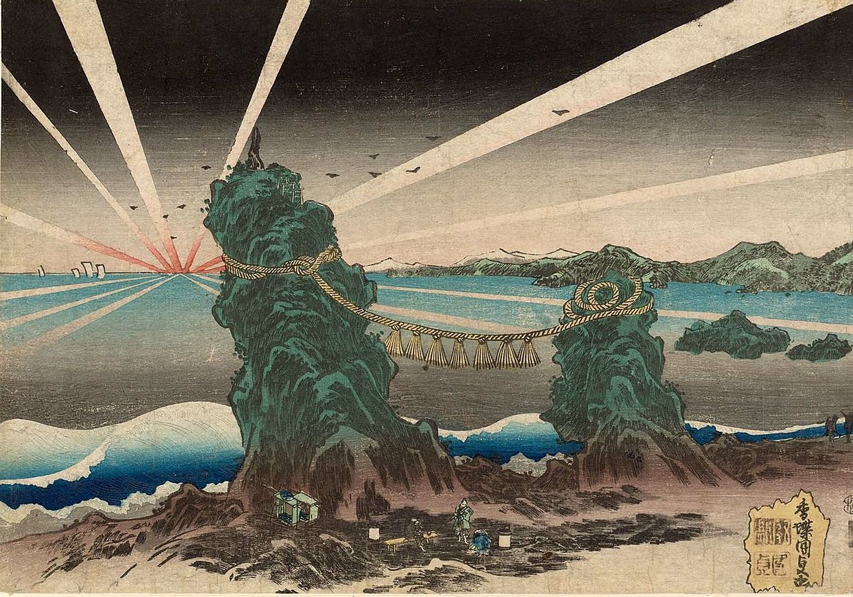 Brief thread of some beautiful paintings of the sunrise:

Sunrise at Futamigaura by Utagawa Kunisada