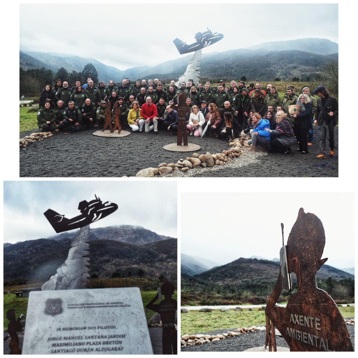 APRAFOGA's tweet photo. "Vires in adversis", forza na adversidade, un lema que nos une e nos fai máis fortes. Iso foi o que dende @APRAFOGA quixemos transmitir no acto de homenaxe de onte no concello de Lobios a familiares e amigos dos falecidos en acto de servizo na extinción de incendios forestais https://t.co/P1KbW5h8MV