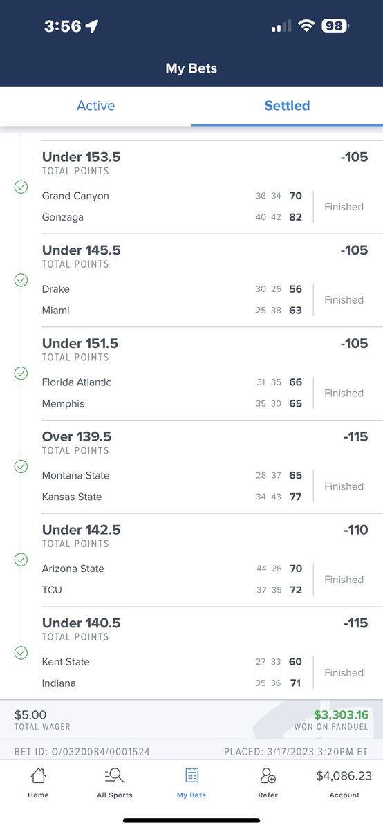 PicksIssa's tweet photo. Easy 4k off March madness 🫡. Thank you FanDuel. #FanDuel #prizepickscbb #marchmaddness https://t.co/PUbUN6cHRI