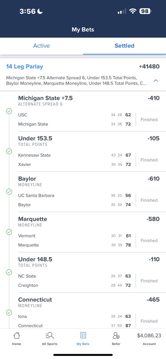 PicksIssa's tweet photo. Easy 4k off March madness 🫡. Thank you FanDuel. #FanDuel #prizepickscbb #marchmaddness https://t.co/PUbUN6cHRI