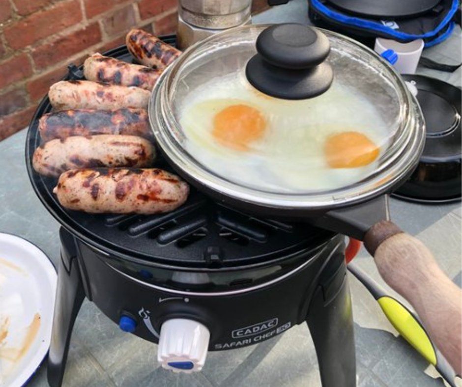 CadacUK's tweet photo. There is nothing like a good old Cadac breakfast! 🍳
Thanks to fellow Twitter user @robertotoole to shows us how it's done with his fry-up on the Safari Chef 30. Thank you for sharing! 😁
#CadacUK #Breakfast #Brunch #fry #chefstime #share https://t.co/x73cYHdsb2