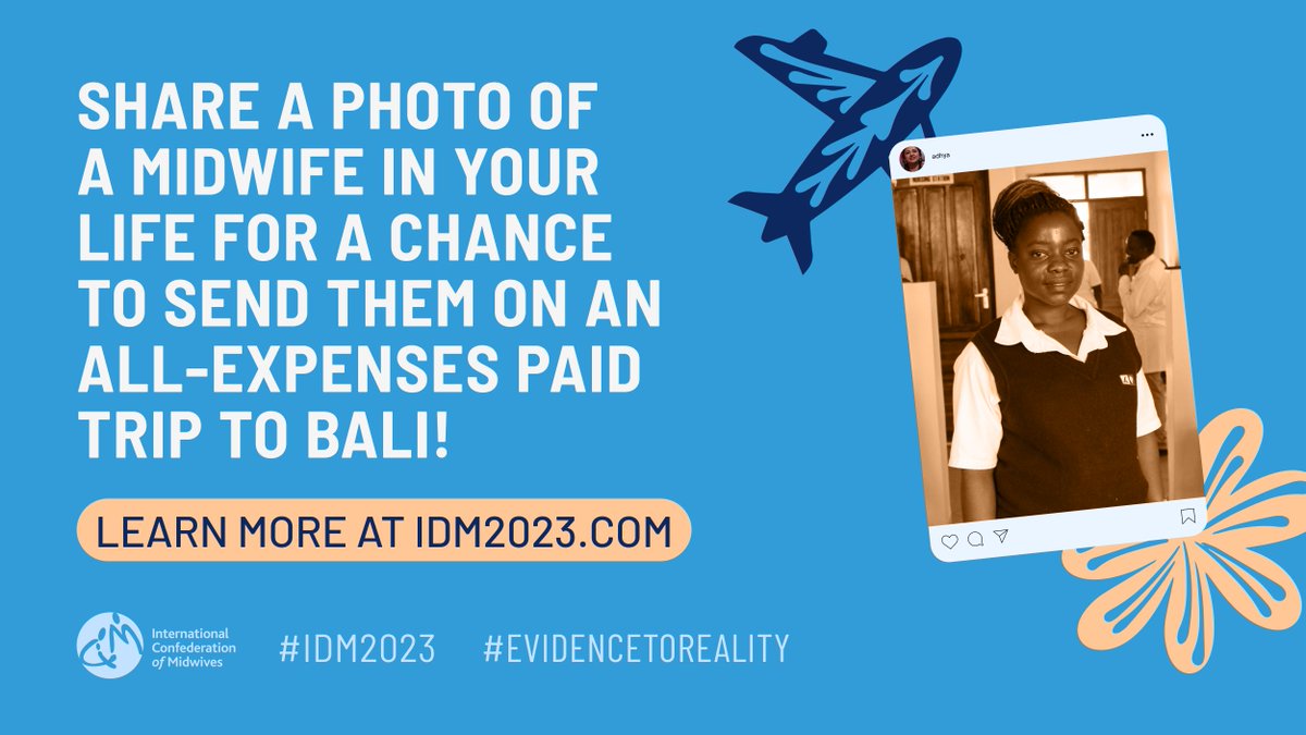 world_midwives's tweet photo. In celebration of #IDM2023, @world_midwives is sending a midwife to Bali for an all-expenses-paid trip to the 33rd ICM Triennial Congress!    

If you know a #midwife deserving of this trip of a lifetime, take part in the Instagram contest!  

👉🏻 👉🏽 👉🏿 https://t.co/exrZtUKsWl https://t.co/QN6o3FblvX