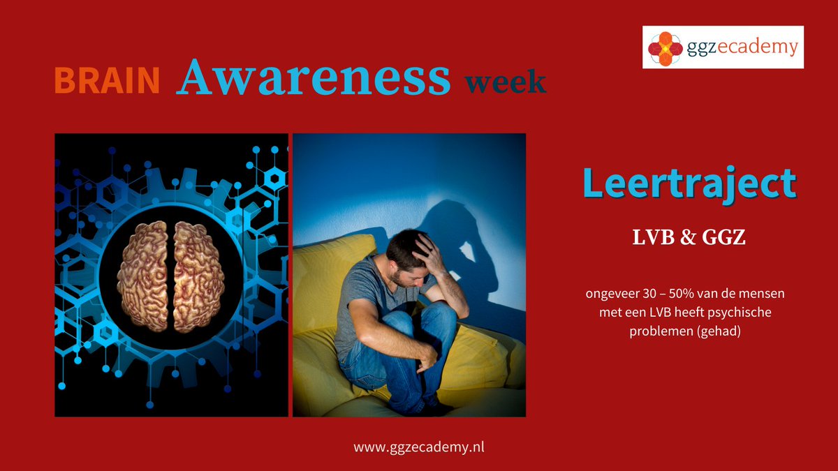 Brain Awareness Week
Mensen met een (licht) verstandelijke beperking gaan anders om met stress en spanning.
En ook hier hebben wij een fantastisch 𝐆𝐑𝐀𝐓𝐈𝐒 leerproduct voor! ➡️ ow.ly/9zt050MZuN2

#samenlerenindeggz #ggzecademy #lvb #verstandelijkebeperking #hersenen