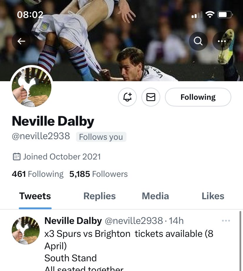 GamblingMan78's tweet photo. @HotspurTickets anyone been scammed by this guy? Looks a legit regular seller but think I’ve just been done. https://t.co/hxPfqlkhUd