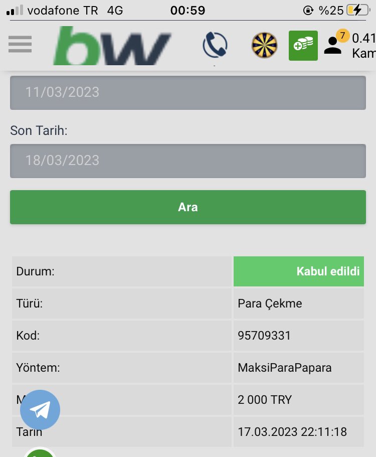 Çekim bonusu! Teşekkürler betwoon