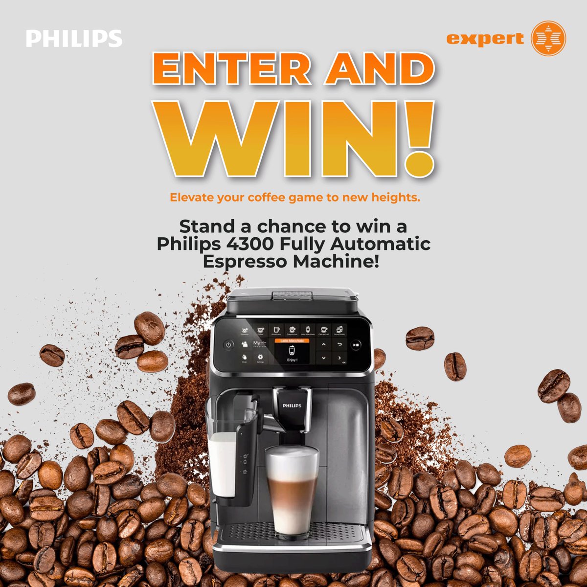 expertstores_sa's tweet photo. Coffee lovers! ☕ Want to win a @PhilipsHomeSA 4300 Fully Automatic Espresso Machine
worth R12,999? 👀 

Follow us, like &amp; retweet this post, and tag 2 friends who love coffee!🧡Winner chosen at random.

Good luck! #ExpertSA #PhilipsLatteGo
Ends Feb 27, 2023. T&amp;C Apply. https://t.co/JoQCXaTr4s