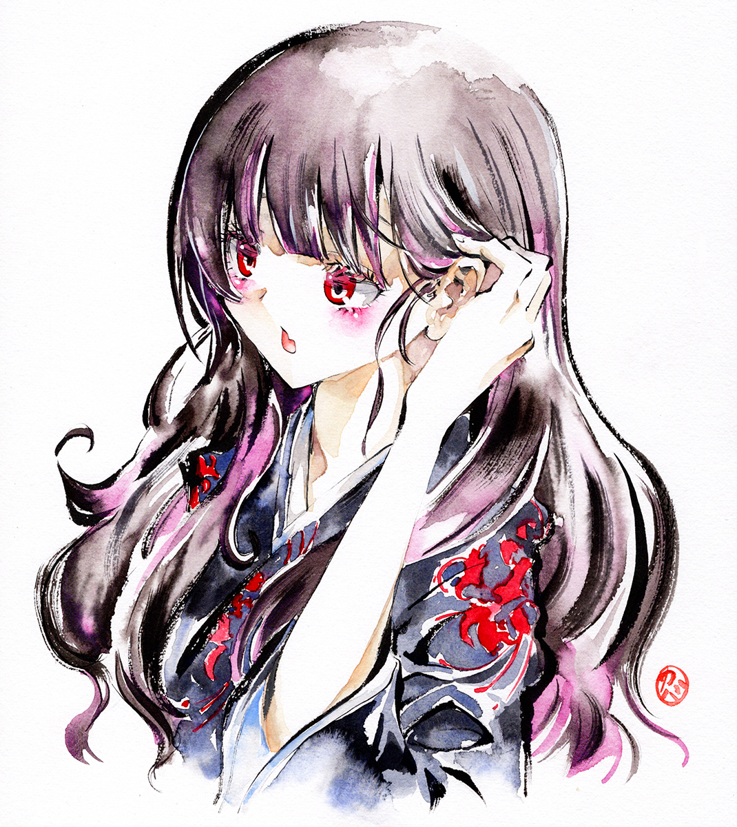 「彼岸花の着物#オリジナル#創作 」|カバヂのイラスト