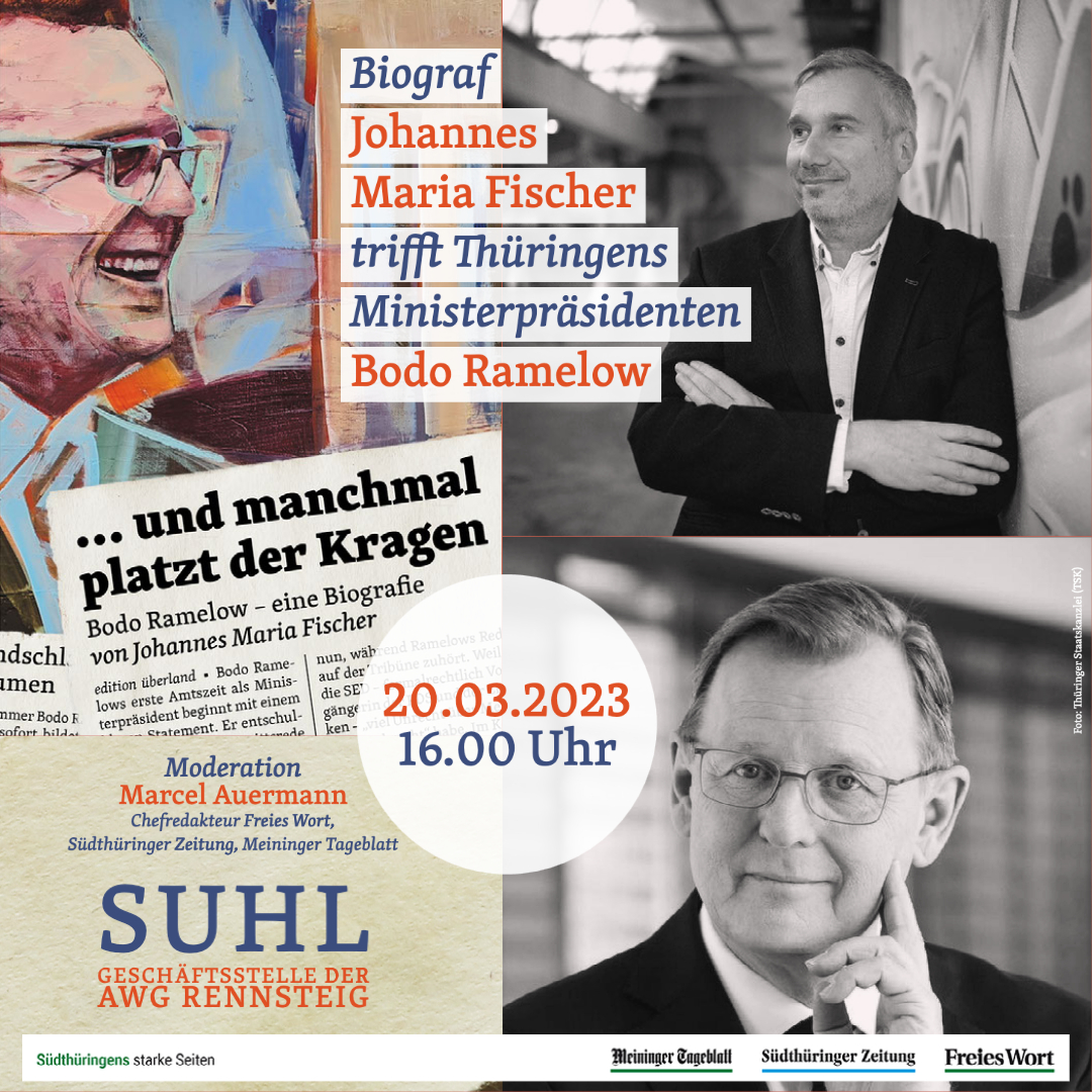 jomafischer's tweet photo. Montag 16 Uhr #Suhl #Lesung mit @bodoramelow @MarcelAuermann @EUeberland im AWG Rennsteig #undmanchmalplatztderkragen #thüringen @thueringende @mdr_th @ZDFerfurt https://t.co/fBFWCM5PCc