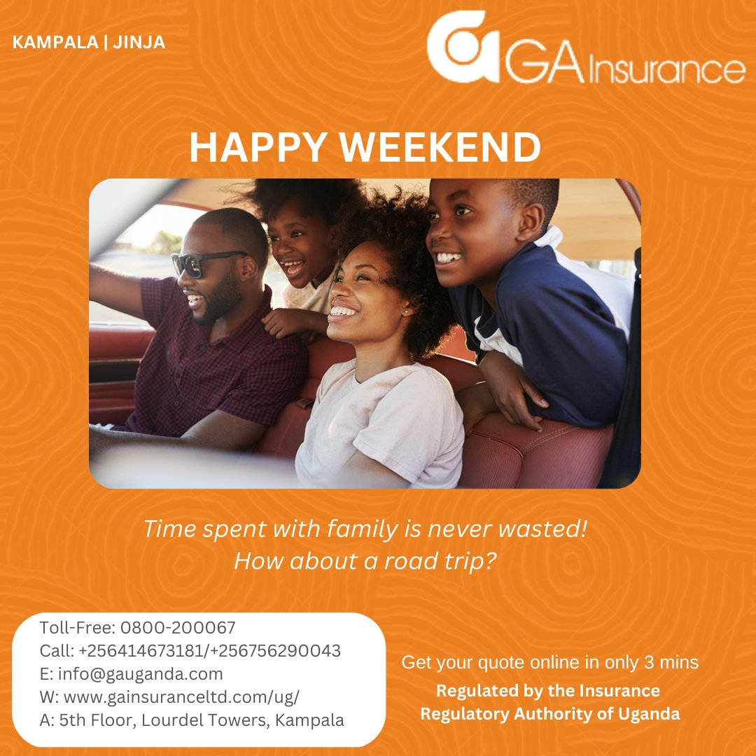ga_uganda's tweet photo. Bond with your family this weekend on a road trip.
#GAinsurance #RoadTrip #weekdvibes https://t.co/5Dd6wiRE7O