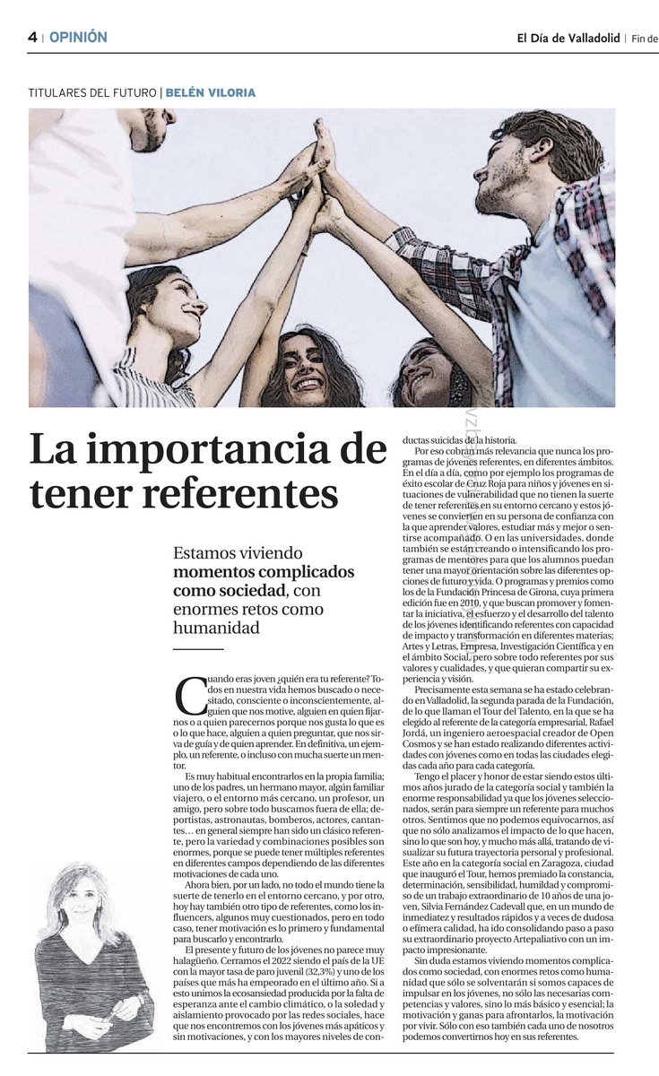 Belen_Viloria's tweet photo. Ante la mayor tasa de paro juvenil de la UE, la ecoansiedad y el terrible incremento de las conductas suicidas, los jóvenes necesitan más que nunca tener motivaciones y buenos referentes.
#titularesdelfuturo #innovaciónsocial #jovenes #valores #competencias 
@FPdGi @CruzRojaEsp https://t.co/0ajqixf2gR