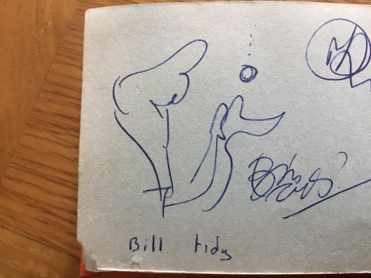 Managed to find an autographed cartoon by #billtidy who sadly passed away last week. Got this in the late 1970s at a #lordstaverners cricket match at #burtonupontrent. He did a lot charity work for them.