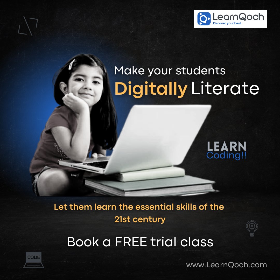 LearnQoch's tweet photo. Equip your students with essential 21st-century skills by making them digitally literate. Learn coding with LearnQoch &amp; help your students become proficient in this valuable skill. 
https://t.co/9qfEwMdbAN
#FutureReady #LearnQoch #DigitalLiteracy #21stCenturySkills #CodingSkills https://t.co/uRLQwPSPHT