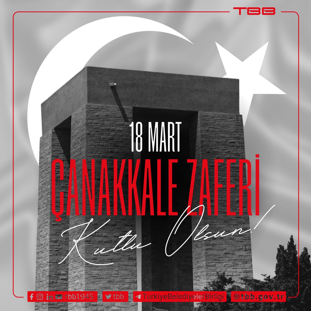 TBB's tweet photo. Çanakkale Zaferi’nin 108’nci yıl dönümünde, başta Gazi Mustafa Kemal Atatürk olmak üzere, Çanakkale’yi çelikten bir iman ve istiklâl seddi kılan tüm kahramanlarımızı rahmet ve minnetle anıyoruz.

#18Mart1915 https://t.co/kshIVFaGk0