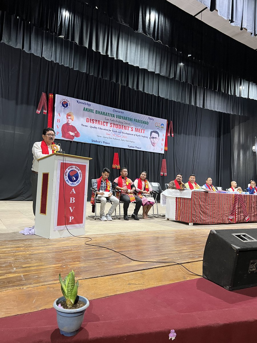 Longsingteron's tweet photo. Attended ABVP District Students’ Meet at Joising Doloi Auditorium with Padmashree Dhaneswar Timung, Associate Professor Dr. Anup Kr Dey and others.
I spoke on quality education and the need for qualification for good job, importance of skill development for our sustenance etc. https://t.co/u1ervswf7H