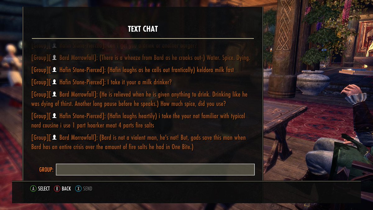 Morrowfall's tweet photo. //did a test run rp with nice fellow over ESO 👌
Bard will never let this man cook for him again. He might actually commit a crime. https://t.co/ZLfeMCDLTr