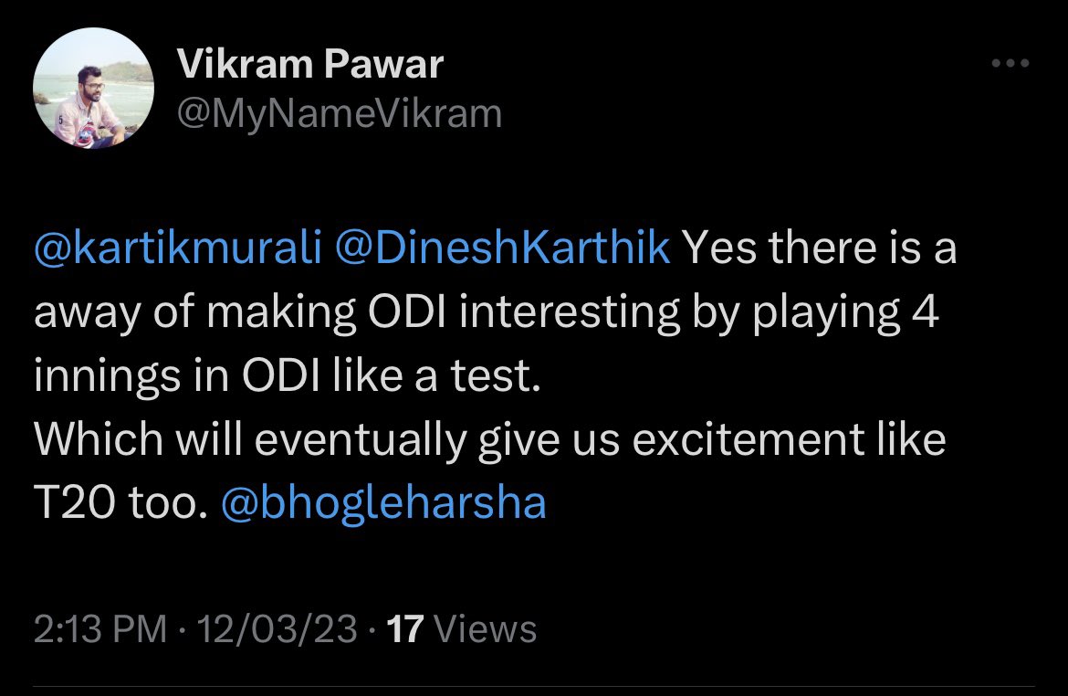 MyNameVikram's tweet photo. @RVCJ_FB I had suggested similar to commentators earlier @sachin_rt @RVCJ_FB https://t.co/g5wPof59Sg