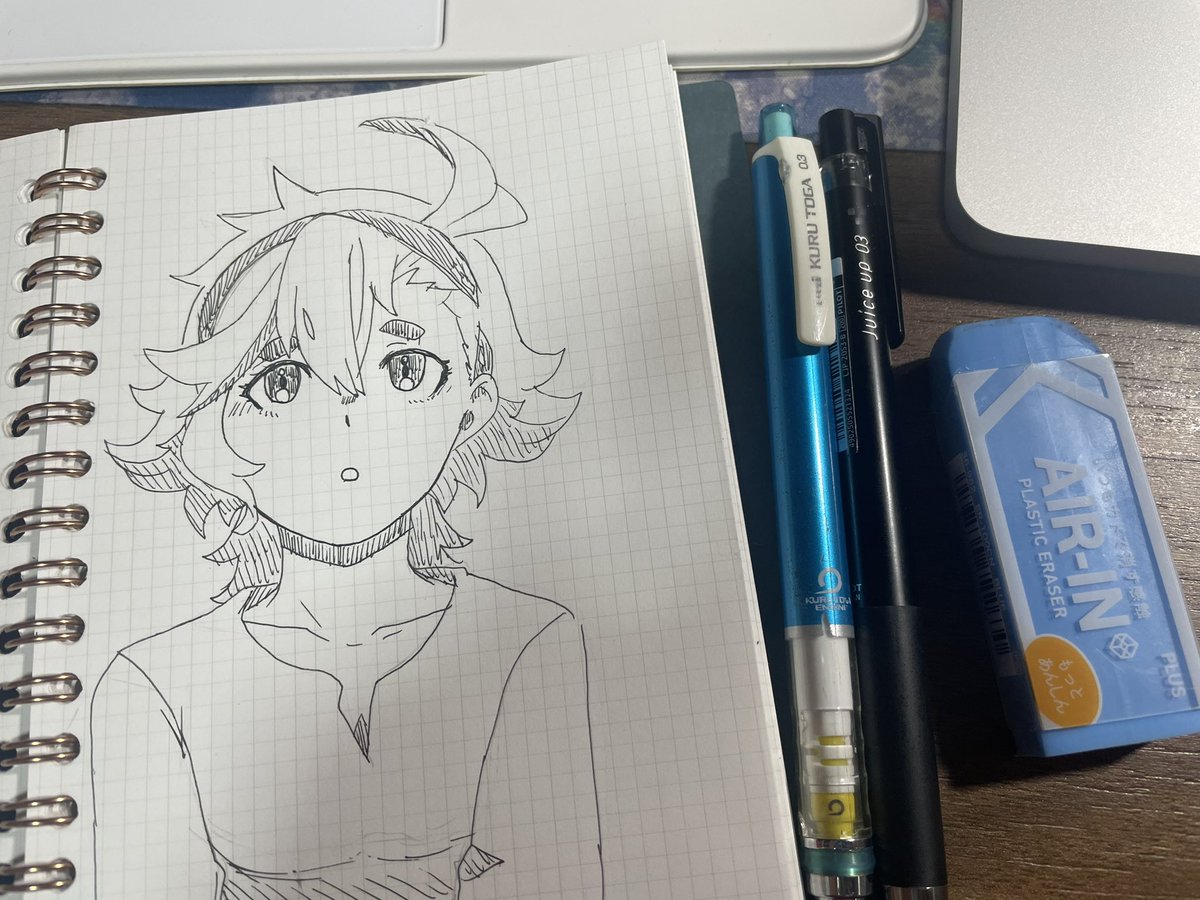 ノートにスレッタチャン落書き 