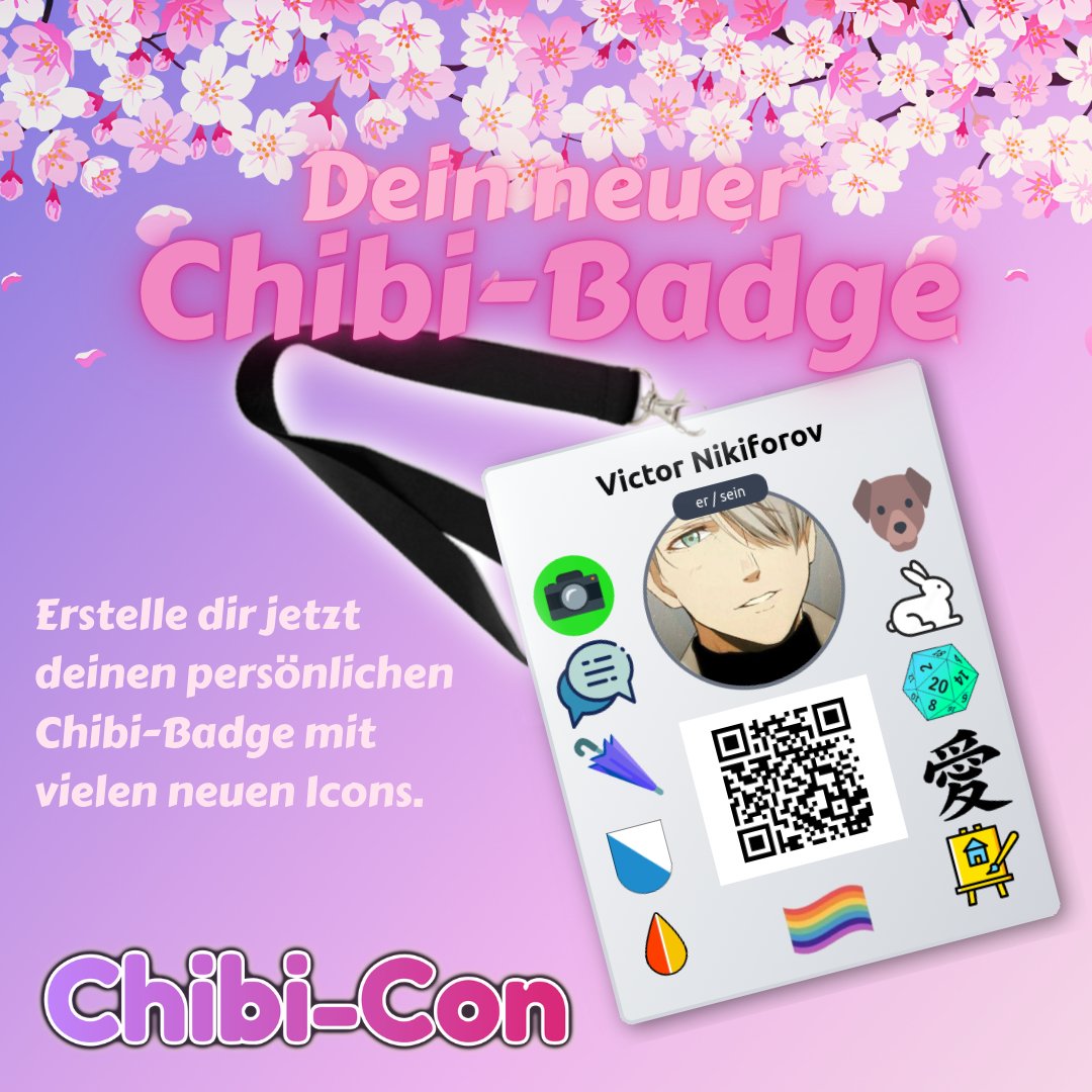 Wir möchten das Miteinander auf der Chibi-Con in den Vordergrund stellen und dir die Möglichkeit geben, ungezwungen mit anderen ins Gespräch zu kommen. Hierzu soll unser Chibi-Badge dir etwas helfen.

chibicon.ch/badge