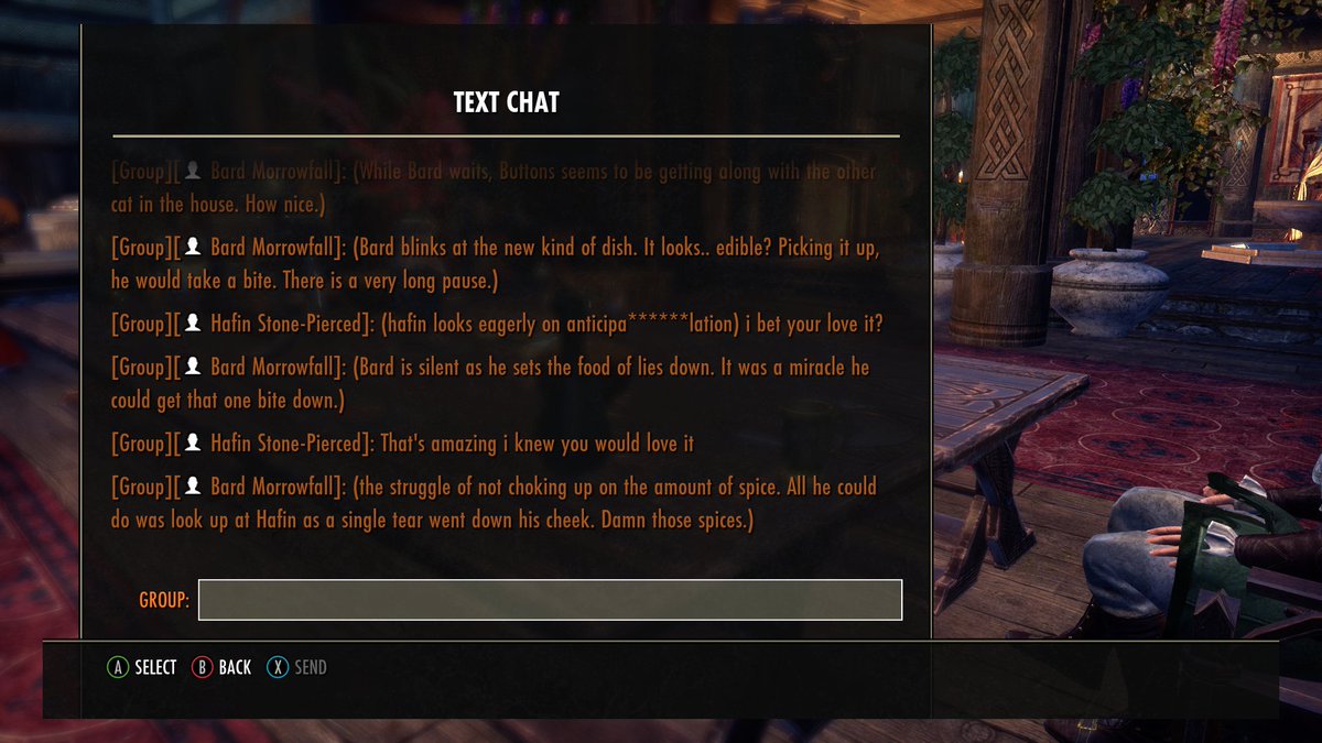 Morrowfall's tweet photo. //did a test run rp with nice fellow over ESO 👌
Bard will never let this man cook for him again. He might actually commit a crime. https://t.co/ZLfeMCDLTr
