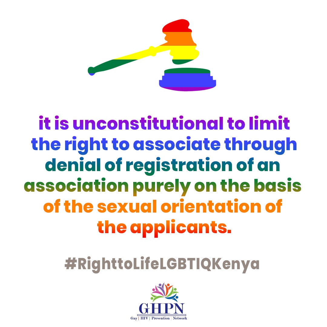 Denying registration to an association based solely on sexual orientation is a form of discrimination that can have far-reaching consequences. 
#RightToLifeLGBTIQKenya.