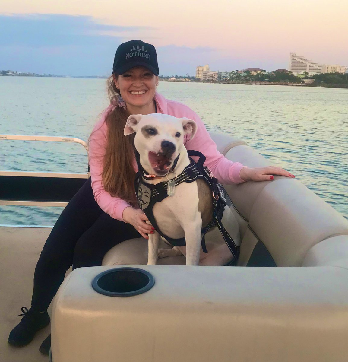 AtlPitRescue's tweet photo. #AnnieBond living her best life with @BrandonBond and @Brynn_Bond even caught her first FISH in #PerdidoKey #FL 

#Rescued #PitBull #pibbles #rescuedpitbull #AdoptDontShop #fureverhome https://t.co/sNtSNfrmlv