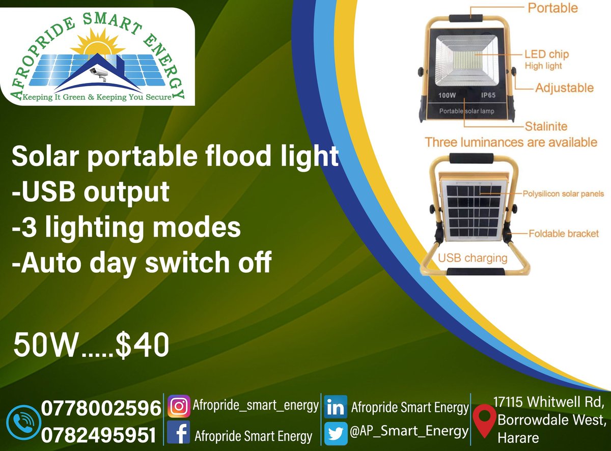 Portable solar flood light
#solar #zimbabwe #africa #poweralife #renewableenergy #buyonegiveone #empower #buybetter #socialgood #solarenergy #salesagent #entrepreneur #connectedbythesun #southernafrica #explore #rainbowfamily #socialenterprise #eclipse #harare #solarzimbabwe