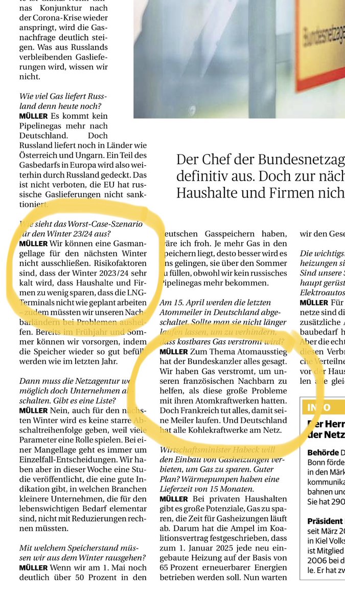 schaefer_j's tweet photo. So geschmeidig muss man erstmal sein: #Netzagentur-Chef Müller vollbringt das Kunststück, in einem Interview vor neuem Gas-Mangel zu warnen, den #AKW-Ausstieg in 🇩🇪 zu verteidigen und sich über den Strom französischer AKW zu freuen… 

Via ⁦@rponline⁩ https://t.co/KiY9VWSIU8